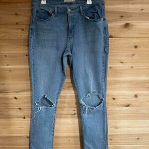 Levis High Waisted Distressed Blue Jeans